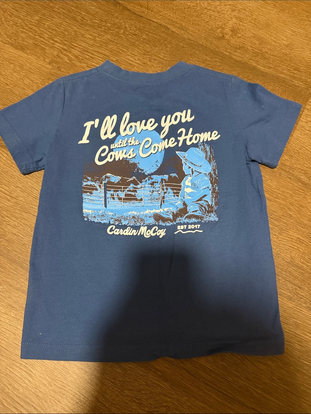 Cardin McCoy Navy Graphic Tee - "I'll Love You Until the Cows Come Home"